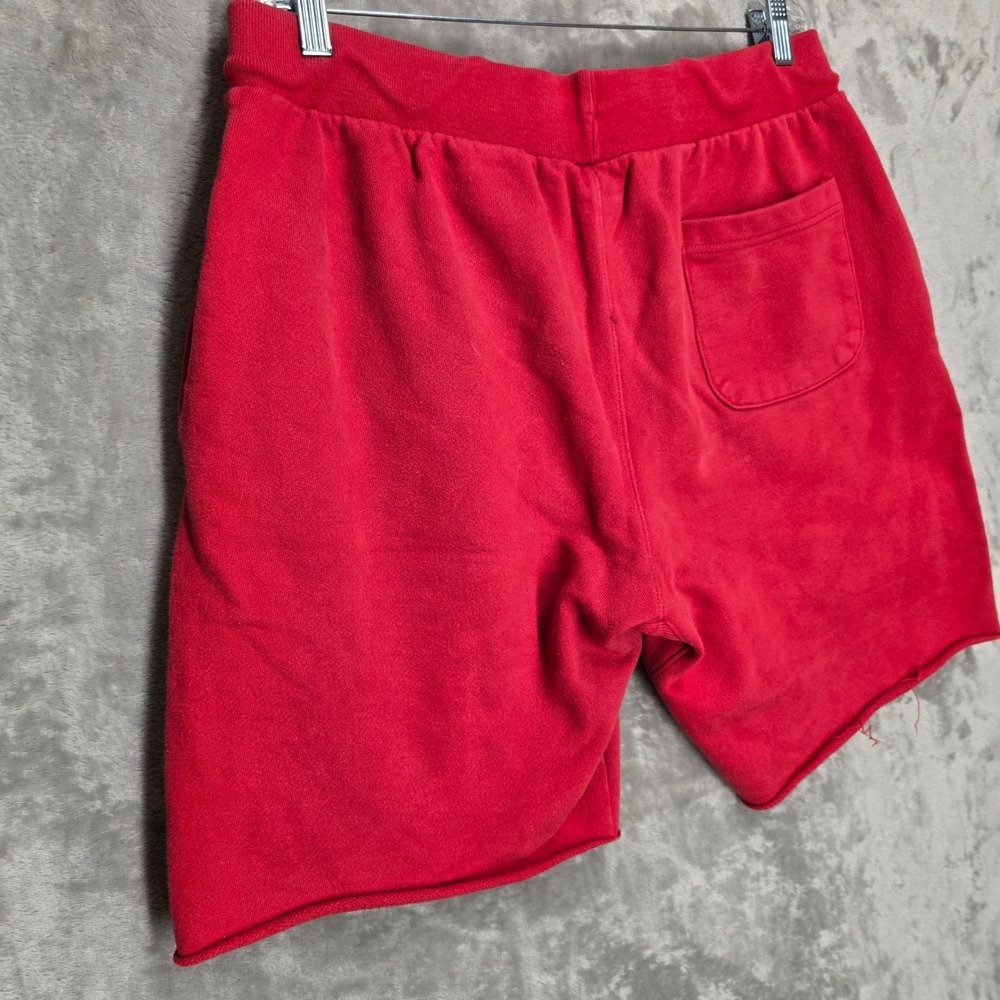 Champion Reverse Weave Shorts Mens XL Red Big Logo Cut Off Raw Hem Sweat Shorts - Picture 14 of 14